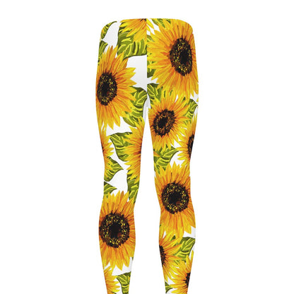 Doodle Sunflower Pattern Print Men's leggings
