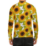 Doodle Sunflower Pattern Print Men's Long Sleeve Rash Guard