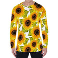 Doodle Sunflower Pattern Print Men's Long Sleeve T-Shirt
