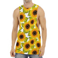Doodle Sunflower Pattern Print Men's Muscle Tank Top