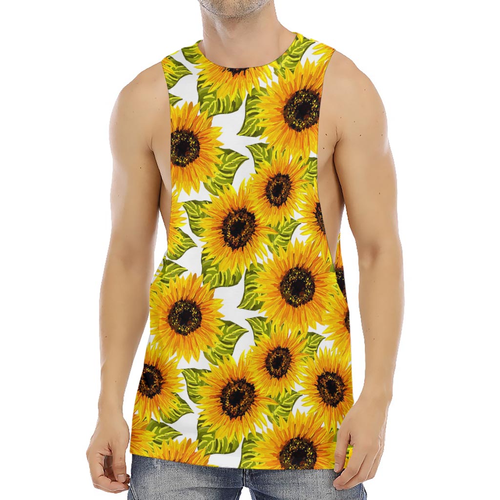 Doodle Sunflower Pattern Print Men's Muscle Tank Top