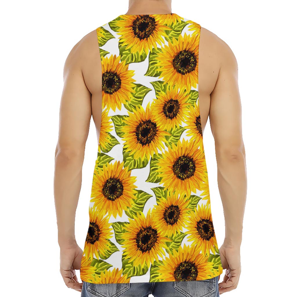 Doodle Sunflower Pattern Print Men's Muscle Tank Top