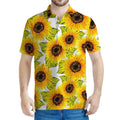 Doodle Sunflower Pattern Print Men's Polo Shirt