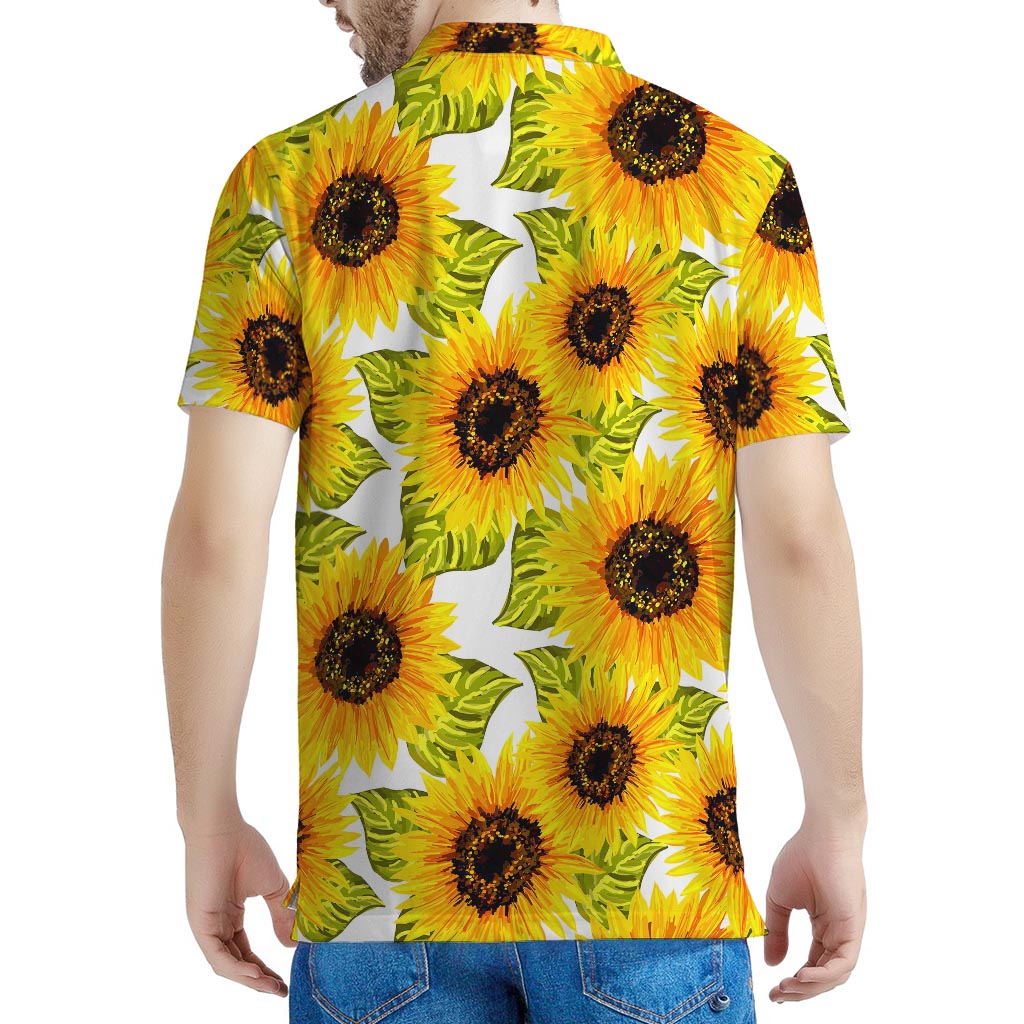 Doodle Sunflower Pattern Print Men's Polo Shirt