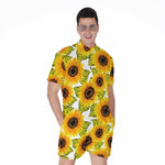 Doodle Sunflower Pattern Print Men's Rompers