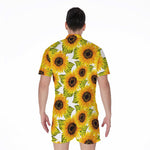 Doodle Sunflower Pattern Print Men's Rompers