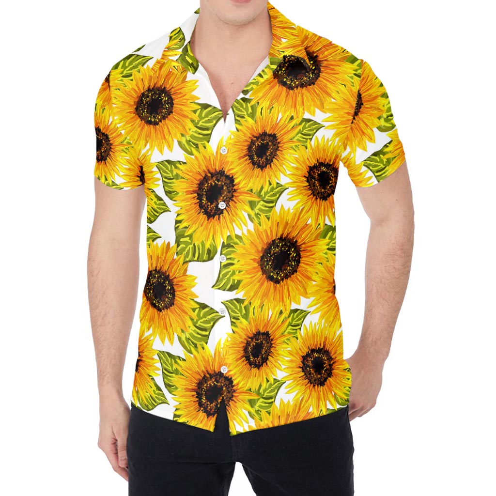 Doodle Sunflower Pattern Print Men's Shirt