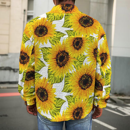 Doodle Sunflower Pattern Print Men's Shirt Jacket