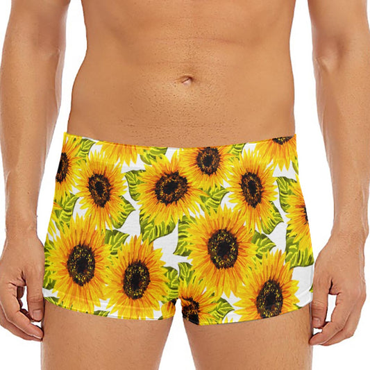 Doodle Sunflower Pattern Print Men's Short Boxer Briefs