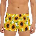 Doodle Sunflower Pattern Print Men's Short Boxer Briefs