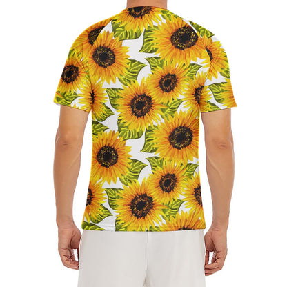 Doodle Sunflower Pattern Print Men's Short Sleeve Rash Guard
