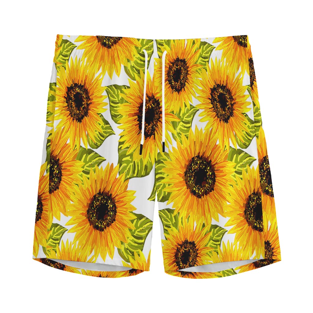 Doodle Sunflower Pattern Print Men's Sports Shorts