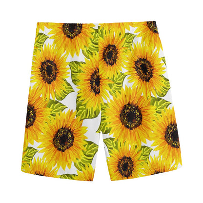 Doodle Sunflower Pattern Print Men's Sports Shorts