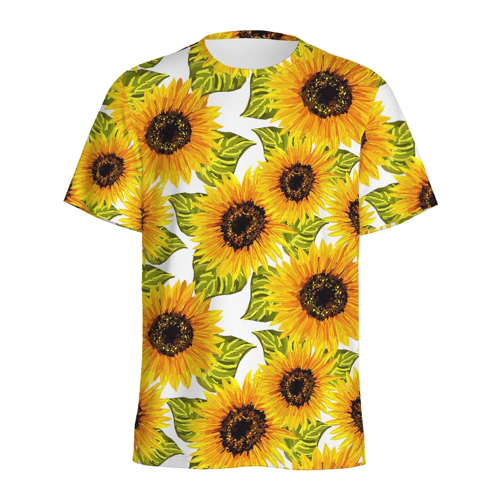 Doodle Sunflower Pattern Print Men's Sports T-Shirt