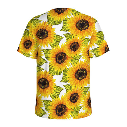 Doodle Sunflower Pattern Print Men's Sports T-Shirt