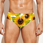 Doodle Sunflower Pattern Print Men's Swim Briefs