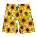 Doodle Sunflower Pattern Print Men's Swim Trunks