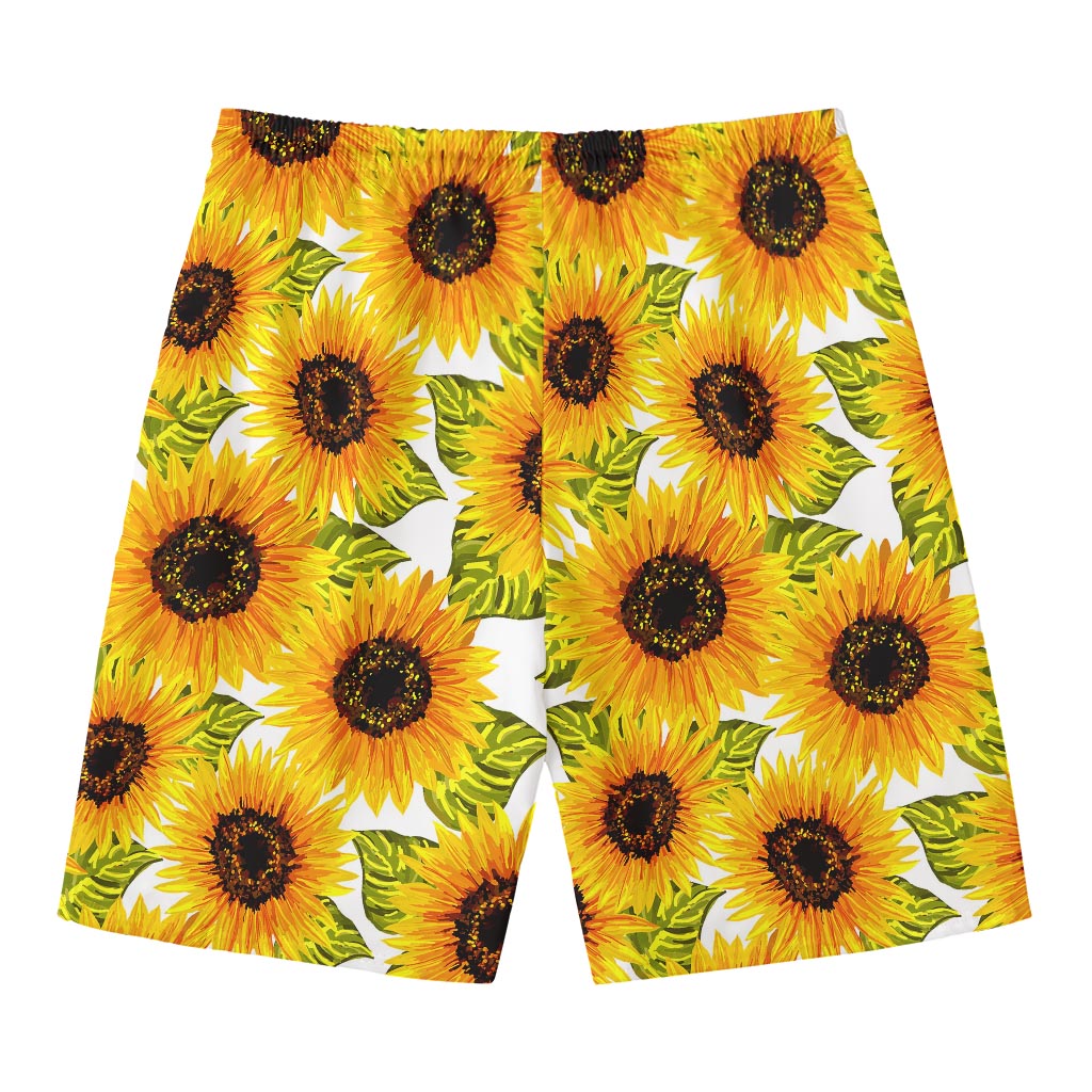 Doodle Sunflower Pattern Print Men's Swim Trunks