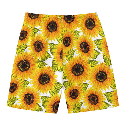 Doodle Sunflower Pattern Print Men's Swim Trunks