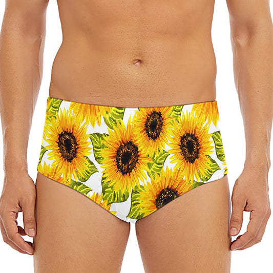 Doodle Sunflower Pattern Print Men's Triangle Swim Briefs