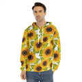 Doodle Sunflower Pattern Print Men's Velvet Pullover Hoodie