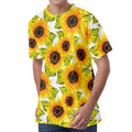 Doodle Sunflower Pattern Print Men's Velvet T-Shirt