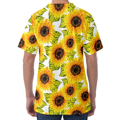 Doodle Sunflower Pattern Print Men's Velvet T-Shirt