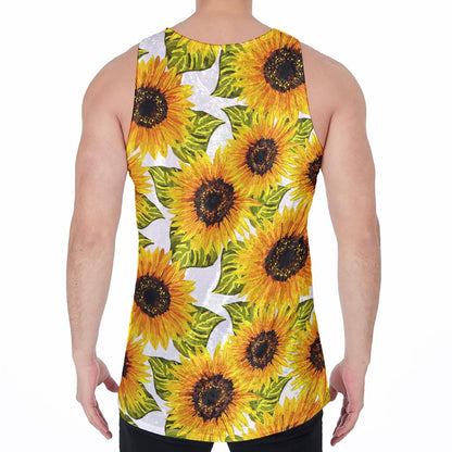 Doodle Sunflower Pattern Print Men's Velvet Tank Top