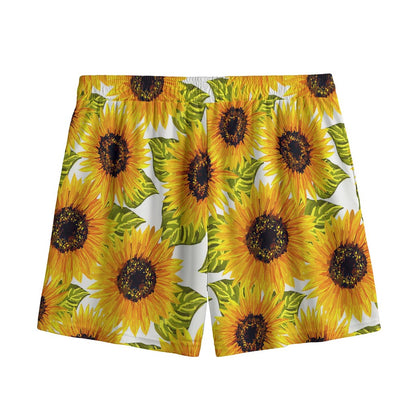 Doodle Sunflower Pattern Print Mesh Shorts