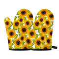 Doodle Sunflower Pattern Print Oven Mitts