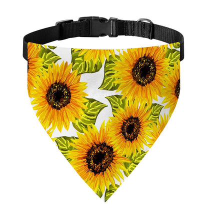 Doodle Sunflower Pattern Print Over The Collar Dog Bandana
