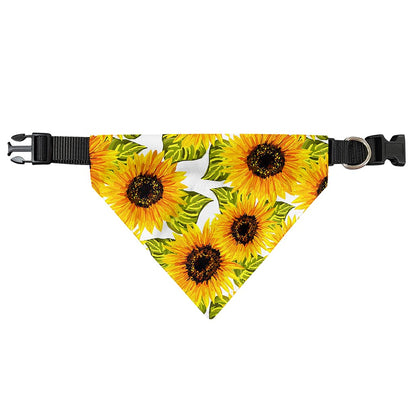 Doodle Sunflower Pattern Print Over The Collar Dog Bandana