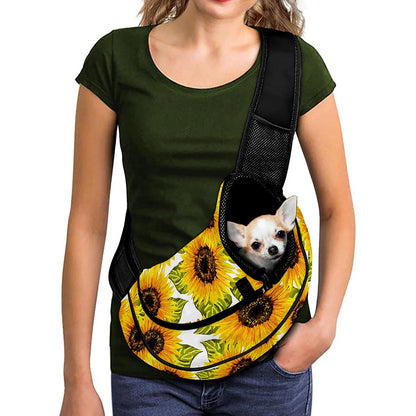 Doodle Sunflower Pattern Print Pet Sling Carrier