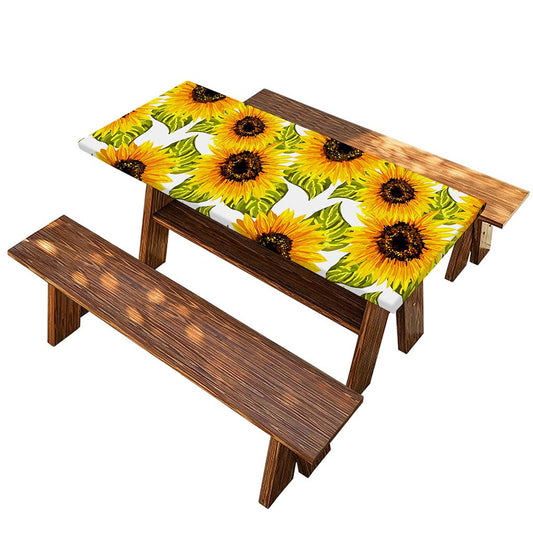 Doodle Sunflower Pattern Print Picnic Table Cover
