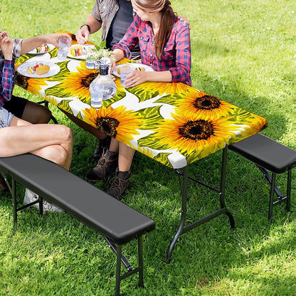 Doodle Sunflower Pattern Print Picnic Table Cover