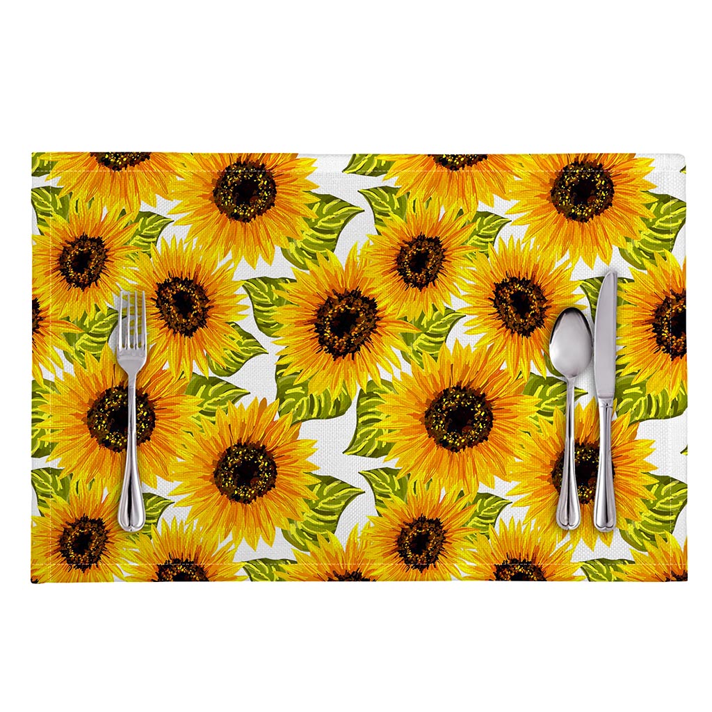 Doodle Sunflower Pattern Print Placemat