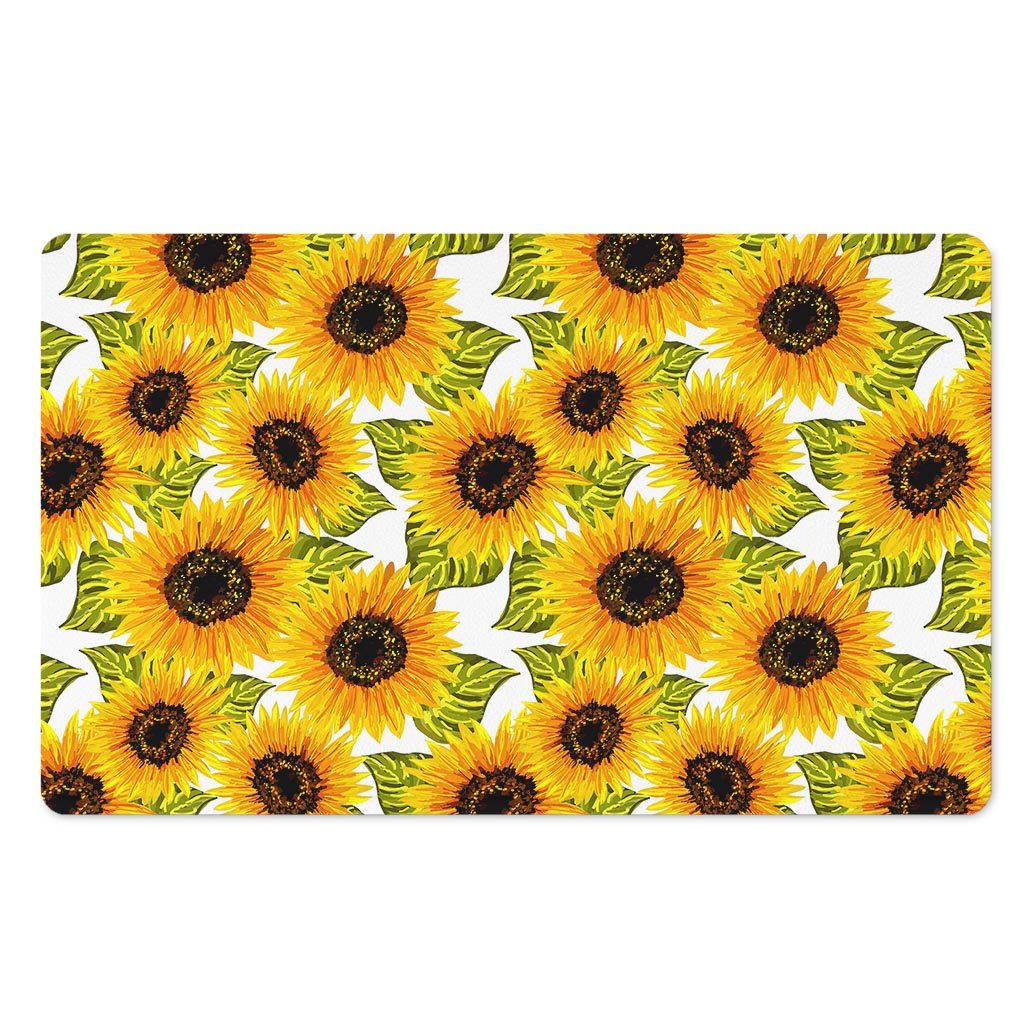 Doodle Sunflower Pattern Print Polyester Doormat