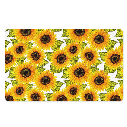 Doodle Sunflower Pattern Print Polyester Doormat