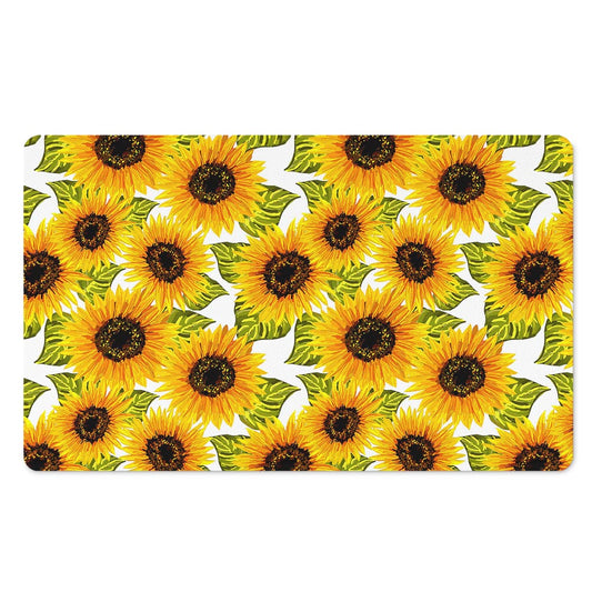 Doodle Sunflower Pattern Print Polyester Doormat