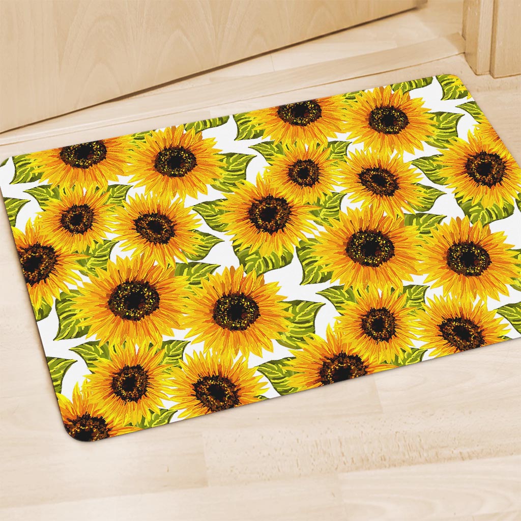 Doodle Sunflower Pattern Print Polyester Doormat