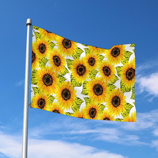Doodle Sunflower Pattern Print Polyester Flag