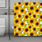 Doodle Sunflower Pattern Print Polyester Shower Curtain