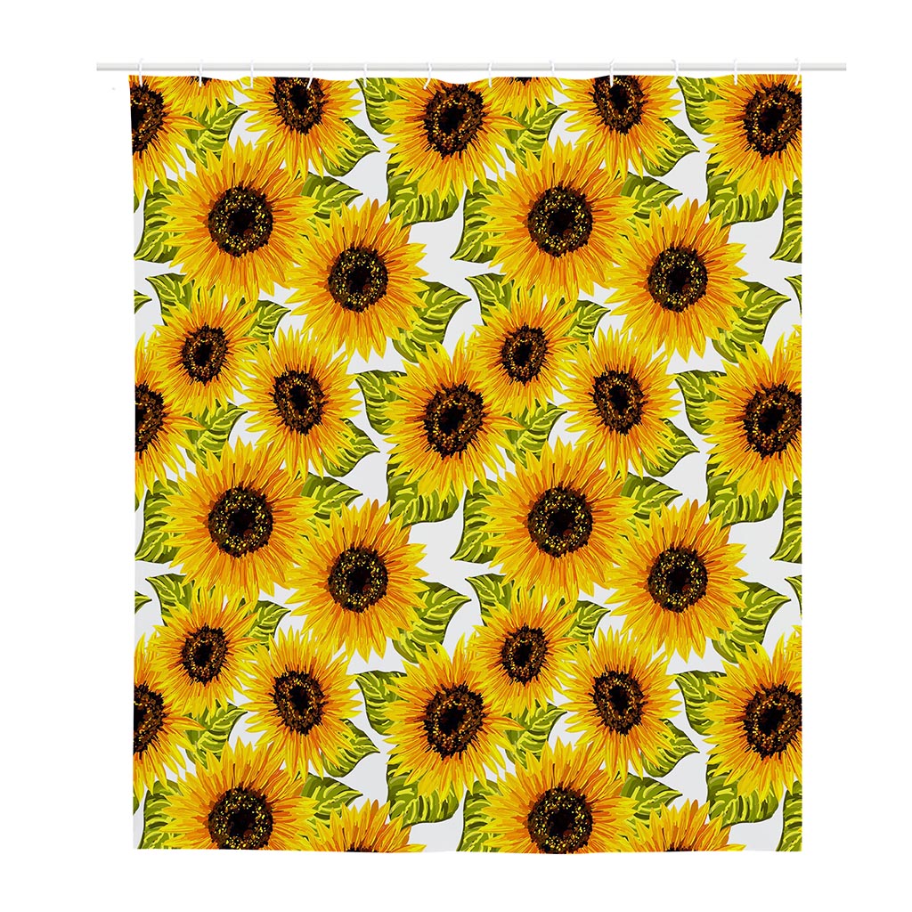 Doodle Sunflower Pattern Print Polyester Shower Curtain