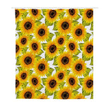 Doodle Sunflower Pattern Print Polyester Shower Curtain