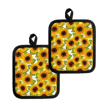 Doodle Sunflower Pattern Print Pot Holders
