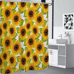 Doodle Sunflower Pattern Print Premium Shower Curtain
