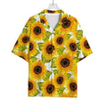 Doodle Sunflower Pattern Print Rayon Hawaiian Shirt