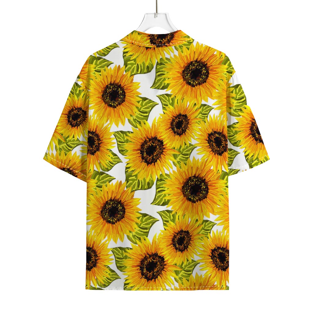 Doodle Sunflower Pattern Print Rayon Hawaiian Shirt