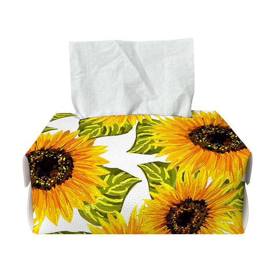 Doodle Sunflower Pattern Print Rectangle Tissue Box Cover