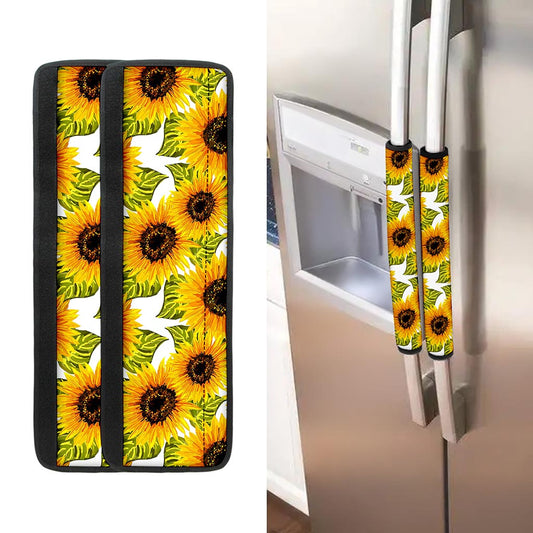 Doodle Sunflower Pattern Print Refrigerator Handle Covers